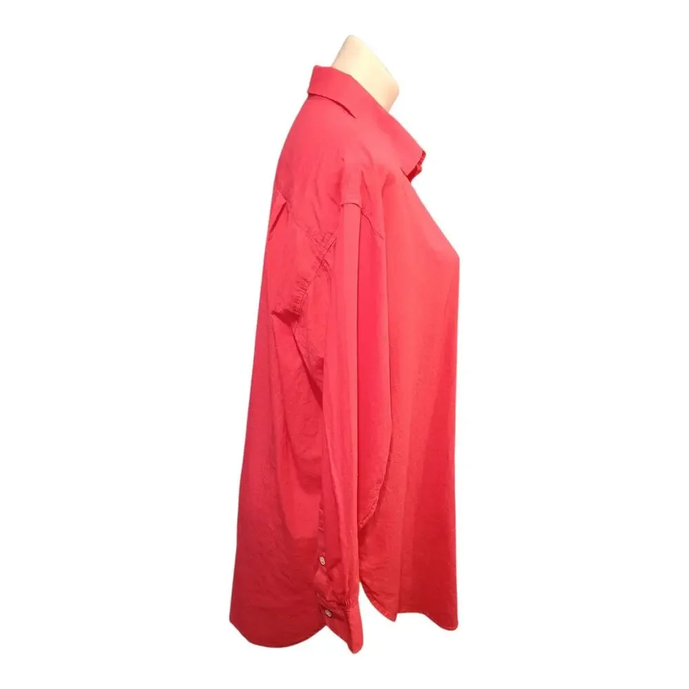 J. Crew Womens Pink Voile Beach Swim Shirt‎ Long Light Weight Button Up Size M